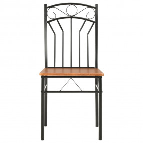 Dining Chair Set of 2 Brown and Black MDF and Steel Sta...