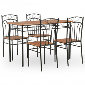 Dining Table And Chair Brown and black MDF and steel