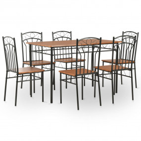 Dining Table And Chair Brown and black MDF and steel Me...