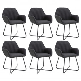 Dining Chair Set of 6 Black Polyester and powder-coated...