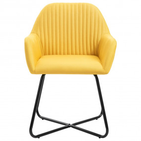 Dining Chair Set of 4 Yellow Fabric and Powder-Coated S...