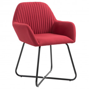 Dining Chair Set of 6 Wine Red Fabric, Powder-Coated St...