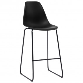 Bar Chair Set of 4 Black Plastic seat, Powder-Coated Me...
