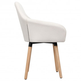 Dining Chair Set of 2 Cream Fabric and solid wood legs ...