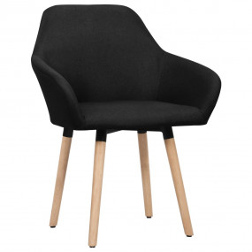 Dining Chair Set of 2 Black Polyester Fabric and Solid ...