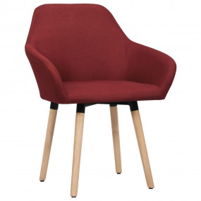 Dining Chair Set of 2 Wine Red Fabric and solid wood St...