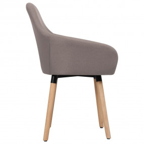 Dining Chair Set of 2 Taupe Polyester, Solid Wood Stand...