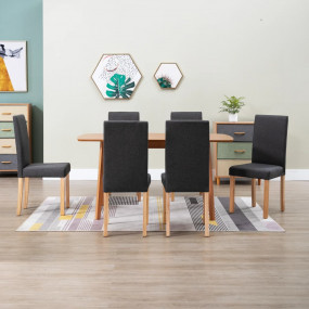 Dining Chair Set of 6 Dark Gray Fabric Standard Ergonom...