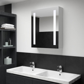 Bathroom Cabinet White and Silver MDF 19.7x5.1x27.6 in