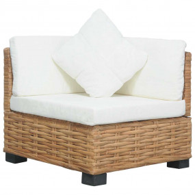 Corner Sofa Brown Natural Rattan Medium Sturdy Corner S...