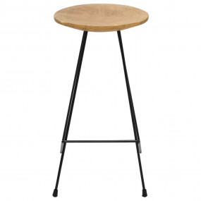 Bar Stool Natural wood and black Fine sanded teak hardw...