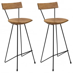 Bar Stool Natural teak, Black Solid teak wood, Iron Sta...