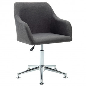 Dining Chair Set of 2 Dark Gray Fabric, Plywood, Steel ...