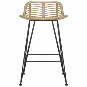 Bar Chair Set of 2 Natural Natural rattan and metal Med...