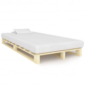 Bed Frame Natural Solid pine wood 47.2x78.7 in Durable