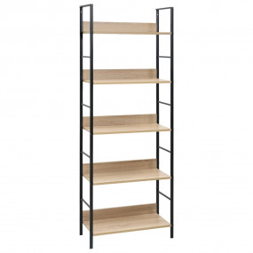 Shelf Cabinet Oak and Black Engineered Wood, Steel Comp...