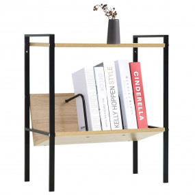 Book Shelf Black and Oak Engineered wood, Steel Compact