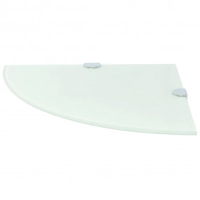 Corner Shelf Set of 2 White Tempered glass 9.8 x 9.8 in