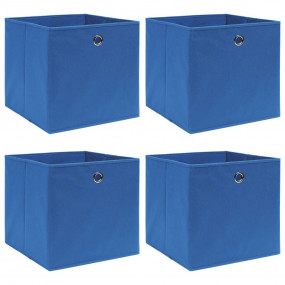 Storage Box Set of 4 Blue Nonwoven fabric (100% polyest...