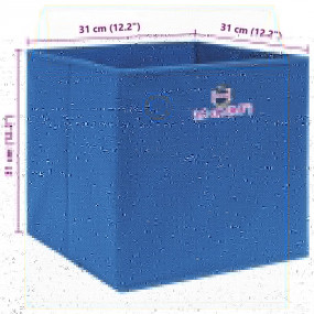 Storage Box Set of 10 Blue Non-woven fabric (100% polye...
