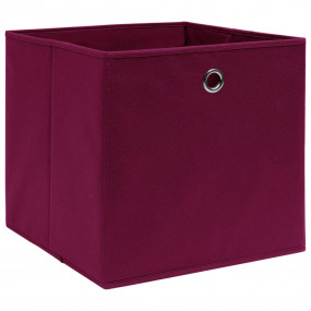 Storage Box Set of 4 Dark Red Non-woven fabric (100% po...