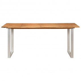 Dining Table Natural wood with silver legs