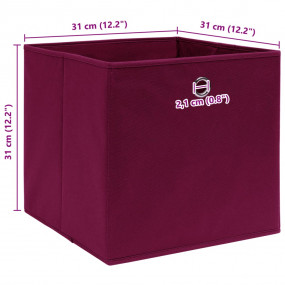 Storage Box Set of 10 Dark Red Non-woven fabric (100% p...