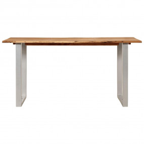 Dining Table Acacia wood grain and silver legs