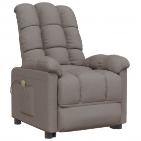 Massage Recliner Taupe Polyester Medium Adjustable Head...