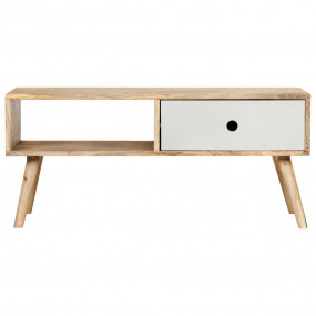 Coffee Table Brown and White Solid Mango Wood 35.4x19.7...