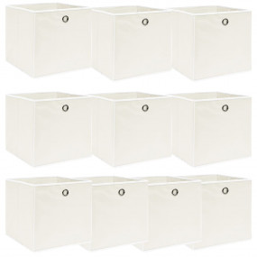 Storage Box Set of 10 White Non-woven fabric (100% poly...