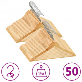 Hanger Set of 50 Light brown Hardwood, Metal Standard R...