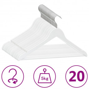 Hanger Set of 20 White Hardwood, Metal Standard Non-sli...
