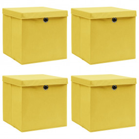 Storage Box Set of 4 Yellow Non-woven fabric (100% poly...