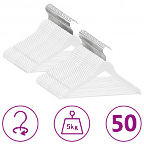 Hanger Set of 50 White Hardwood, Metal Standard Non-sli...