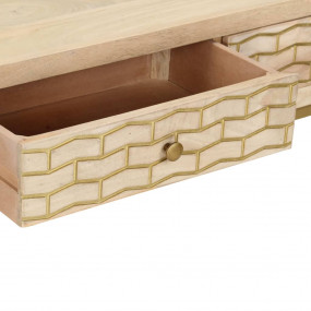 Console Table Natural and Gold Solid Mango Wood