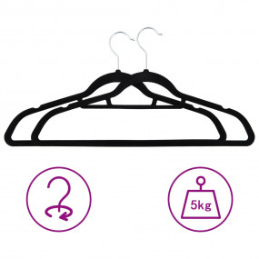 Hanger Set of 50 Black ABC plastic, zinc alloy, velvet ...