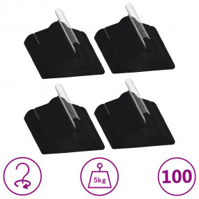 Hanger Set of 100 Black ABC plastic, zinc alloy, velvet...