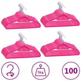 Hanger Set of 100 Pink Plastic, Metal, Velvet Standard ...