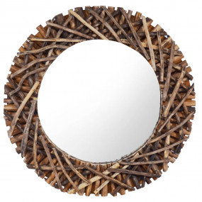 Mirror Natural Teak Solid teak wood and glass 23.6 in d...