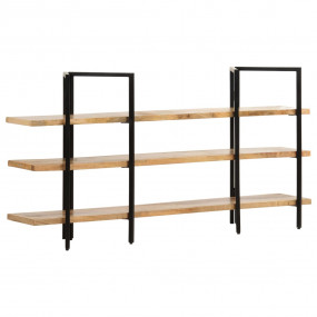 Bookcase Brown and Black Solid Mango Wood and Powder-Co...