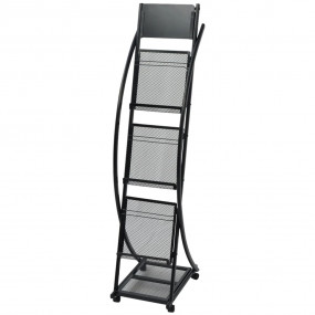 Magazine Rack Black Steel frame and MDF board Large Por...