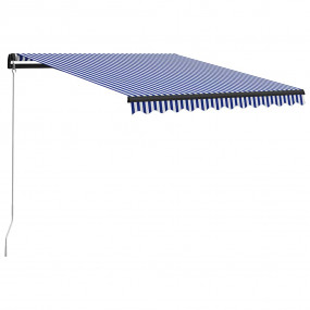 Retractable Awning Blue and White, Grey