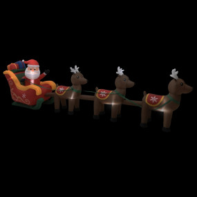 Santa Reindeer Sleigh Multicolor Fabric Large