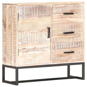 Sideboard White Solid Acacia wood, Powder-Coated Steel