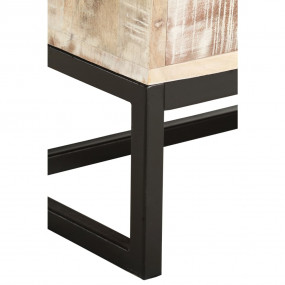 Coffee Table White Solid Acacia Wood, Powder-Coated Ste...