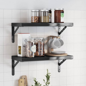 Wall Shelf Black Stainless Steel 19.7 x 9.3 x 1.2 in