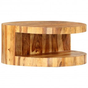 Coffee Table Natural Solid Sheesham Wood 25.6 in dia Co...