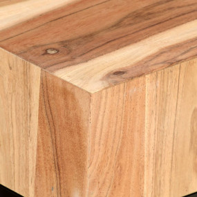 Side Table Set of 2 Natural and black Solid Acacia Wood...