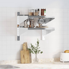 Wall Shelf Silver Stainless Steel Standard Wall Mountin...